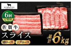 【全6回定期便】佐賀牛 スライス 1.0kg ( 肩ロース・リブロース 各500g ) 【田中畜産牛肉店】 [HBH090]