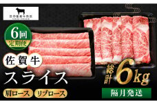 【全6回定期便】【隔月発送】佐賀牛 スライス 1.0kg ( 肩ロース・リブロース 各500g ) 【田中畜産牛肉店】 [HBH125]