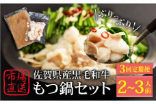【全3回定期便】佐賀県産黒毛和牛 もつ鍋セット 2～3人前【山下牛舎】 [HAD140]