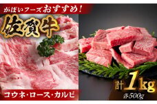 【いろいろな部位を楽しめて、食べごたえ抜群！】佐賀牛 がばいフーズのおすすめセット＜コウネ・ロース・カルビ＞ 1kg 【がばいフーズ】佐賀牛 A5  A4 焼肉 カレー [HCS074]