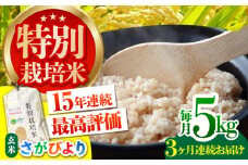 【先行予約】【全3回定期便】特別栽培米「さがびより」玄米 5kg 【だいちの家】特A米 特A評価 [HAG028]