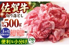 【全3回定期便】佐賀牛 切り落とし 500g  ( 250g×2パック ) 【山下牛舎】 [HAD156] 小分け 真空パック 黒毛和牛 牛肉