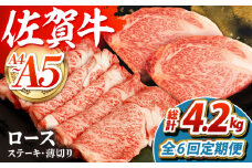 【全6回定期便】佐賀牛 ロースステーキ・薄切りセット　【吉祥】 [HCW013]