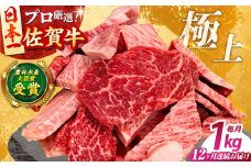 【全12回定期便】佐賀牛 焼肉 切り落とし 1kg 【田中畜産牛肉店】 佐賀牛 牛肉 精肉 肉 切り落とし 12回 12ヶ月 定期 [HBH153]