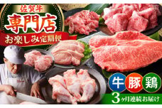 【全3回定期便】牛・豚・鶏 お楽しみ定期 総計3,480g 【肉の三栄】 牛肉 豚肉 鶏肉 [HAA143]