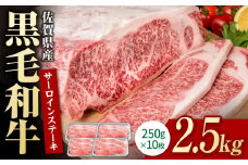 佐賀県産 黒毛和牛 贅沢 サーロインステーキ 250g×10枚（計2.5kg）【いろは精肉店】佐賀県産 佐賀産和牛 牛肉 国産 肉 和牛 サーロイン ステーキ さーろいん すてーき 冷凍 白石町 九州 定期便 人気 高評価 九州 佐賀県 白石町 [IAG019]