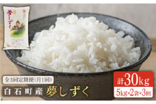 【3回定期便】白石産夢しずく 各回10kg（5kg×2袋）【佐賀県農業協同組合】 九州 佐賀県 白石町 [IAK008]