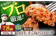 【牧場直送】【6回定期便】白富牛 岩塩と牛肉のみで作った手ごねハンバーグ 100g×8個【佐賀セントラル牧場】佐賀県産 ハンバーグ 牛肉 冷凍 はんばーぐ 牛肉 お惣菜 おかず 和牛 国産 ハンバーグ 九州 佐賀県 白石町 [IAH055]