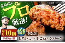 【牧場直送】【6回定期便】佐賀県産しろいし牛 ボリュームたっぷり 手ごね ハンバーグ 120g×10個【佐賀セントラル牧場】佐賀県産 ハンバーグ 牛肉 冷凍 はんばーぐ 牛肉 お惣菜 おかず 和牛 国産 ハンバーグ 九州 佐賀県 白石町 [IAH058]