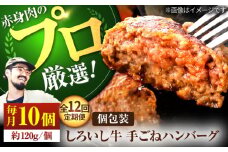 【牧場直送】【12回定期便】佐賀県産しろいし牛 ボリュームたっぷり手ごねハンバーグ 120g×10個【佐賀セントラル牧場】佐賀県産 ハンバーグ 牛肉 冷凍 はんばーぐ 牛肉 お惣菜 おかず 和牛 国産 ハンバーグ 九州 佐賀県 白石町 [IAH059]