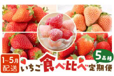【先行予約】【5回定期便】いちご 5品種 食べ比べ 白いちご など 希少品種 も！【岸川農園】 九州 佐賀県 白石町 [IAP010]