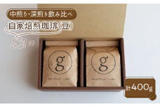 【ブレンド飲み比べ】自家焙煎珈琲 豆 深煎り/中煎り各1袋（200g×2袋入り）【goen】 [IBZ008]