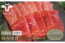 【牧場直送】佐賀牛 焼肉用 食べ比べ セット（希少部位2種）300g（150g×2パック）【佐賀セントラル牧場】佐賀県産 肉 お肉 牛肉 焼き肉 BBQ バーベキュー 食べ比べ セット 小分け 九州 佐賀県 白石町 [IAH064]