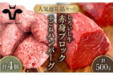 【牧場直送】人気返礼品セット！白富牛 手ごねハンバーグ 4個＆しろいし牛 赤身ブロック（ローストビーフ用） 500g【佐賀セントラル牧場】佐賀県産 牛肉 お肉 肉 ハンバーグ 赤身 九州 佐賀県 白石町 [IAH112]