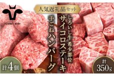 【牧場直送】人気返礼品セット！手ごねハンバーグ 4個＆しろいし牛 サイコロステーキ 350g【佐賀セントラル牧場】佐賀県産 肉 お肉 牛肉 食べ比べ ハンバーグ サイコロ ステーキ 詰め合わせ 九州 佐賀県 白石町 [IAH116]