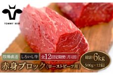 【牧場直送】【12回定期便】佐賀県産しろいし牛 赤身ブロック（ローストビーフ用）500g【佐賀セントラル牧場】佐賀県産 牛肉 お肉 肉 赤身 佐賀牛 九州 佐賀県 白石町 [IAH138]