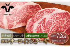 【牧場直送】【6回定期便】佐賀県産 しろいし牛 厚切り サーロインステーキ 1.2kg（約300g×4枚）【佐賀セントラル牧場】佐賀県産 牛肉 サーロイン ステーキ すてーき さーろいん ステーキ 九州 佐賀県 白石町 [IAH158]