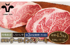 【牧場直送】【3回定期便】佐賀県産 しろいし牛 厚切り サーロインステーキ 1.5kg（約300g×5枚）【佐賀セントラル牧場】佐賀県産 牛肉 サーロイン ステーキ すてーき さーろいん ステーキ 九州 佐賀県 白石町 [IAH160]