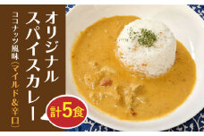 【家族で楽しむ】オリジナル スパイスカレー（マイルド＆辛口 5食セット）ココナッツ風味【玉葱農家 陣内ちひろ】カレー 九州 佐賀県 白石町 [IAO019]