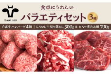 【牧場直送】食卓にうれしいバラエティ セット（白富牛 手ごねハンバーグ 4個＆切り落とし 500g＆とろり煮込み用 700g）【佐賀セントラル牧場】佐賀県産 牛肉 肉 お肉 切り落とし ハンバーグ 国産 九州 佐賀県 白石町 [IAH193]