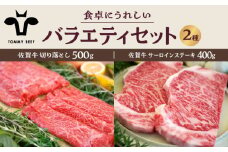 【牧場直送】佐賀牛 食卓にうれしいバラエティ セット（切り落とし（計500g）＆サーロインステーキ（計400g））【佐賀セントラル牧場】佐賀県産 牛肉 お肉 肉 切り落とし ステーキ 食べ比べ 詰め合わせ 九州 佐賀県 白石町 [IAH202]