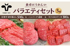 【牧場直送】佐賀牛 食卓にうれしいバラエティ セット（切り落とし 500g＆ハンバーグ 4個＆サイコロステーキ 食べ比べ 300g）【佐賀セントラル牧場】佐賀県産 牛肉 お肉 肉 切り落とし ハンバーグ 食べ比べ 詰め合わせ 九州 佐賀県 白石町 [IAH205]