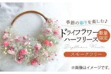 【数量限定】【季節の彩りを楽しむ】ドライフラワー ハーフ リース （スモークツリー）【yumikofactory】 [IBY008]