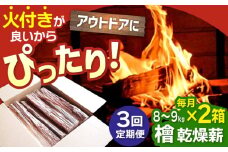 【アウトドアに最適！】 【3回定期便】佐賀県産 檜（ヒノキ）乾燥 薪（8〜9kg×2箱）【黒岩木材】 [IBU016] [IBU016]