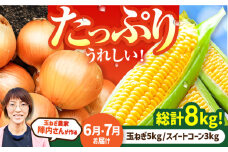 【2回定期便】農家直送！晩生玉ねぎとスイートコーンの定期便【玉葱農家 陣内ちひろ】コーン とうもろこし とうきび タマネギ 玉葱 玉ネギ 野菜 定期便 セット 九州 佐賀県 白石町 [IAO030]
