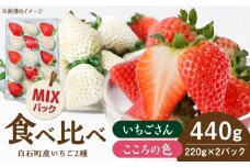 【R8年1月以降発送】こころの色×いちごさんミックス 紅白いちごセット 計440g（220g×2パック） 【Strawberryfarm-K】 紅白いちご 希少 いちご 果物 フルーツ いちごさん セット [IBJ026]