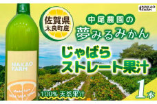中尾農園の夢みるみかん じゃばらストレート果汁 1本  ジャバラ じゃばら 希少 柑橘 果汁 ストレートジュース 飲料 ジュース 国産 ギフト 贈答品 贈り物 佐賀県 太良町 MA11