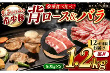 【月1回約1.2kg×12回定期便】大西海SPF豚 背ロース＆バラ（焼肉用）計約14.4kg 長崎県/長崎県農協直販 [42ZZAA107]