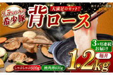 【月1回約1.2kg×3回定期便】大西海SPF豚 背ロース（焼肉＆しゃぶしゃぶ用）計約3.6kg 長崎県/長崎県農協直販 [42ZZAA081]