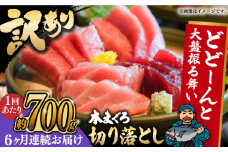 【全6回定期便】【訳あり】本マグロ切り落とし(約700g) 長崎県/長崎県漁業協同組合連合会 [42ZZAC014] マグロ 刺身 長崎 養殖