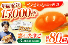 【全3回定期便】 雲仙たまご 80個(10個入り×8パック) 長崎県/塚ちゃん雲仙たまご村 [42ACAE014] 卵 玉子 タマゴ 鶏卵 長崎 島原 九州 3ヶ月 3か月
