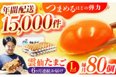 【全6回定期便】雲仙たまご Lサイズ80個(75個＋割れ補償5個入り) 長崎県/塚ちゃん雲仙たまご村 [42ACAE018] 卵 玉子 タマゴ 鶏卵 長崎 島原 九州 6ヶ月 6か月