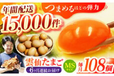 【全6回定期便】雲仙たまご MSサイズ108個(100個＋割れ補償8個入り) 長崎県/塚ちゃん雲仙たまご村 [42ACAE024] 卵 玉子 タマゴ 鶏卵 長崎 島原 九州 6ヶ月 6か月