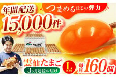 【全3回定期便】Lサイズ160個(150個＋割れ補償10個入り) 長崎県/塚ちゃん雲仙たまご村 [42ACAE026] 卵 玉子 タマゴ 鶏卵 長崎 島原 九州 3ヶ月 3か月 大容量
