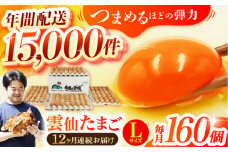 【全12回定期便】Lサイズ160個(150個＋割れ補償10個入り) 長崎県/塚ちゃん雲仙たまご村 [42ACAE028] 卵 玉子 タマゴ 鶏卵 長崎 島原 九州 12ヶ月 12か月 大容量