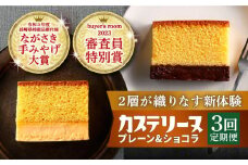 【全3回定期便】【行列のできる相談所で紹介！】 長崎カステリーヌ（プレーン・ショコラ）2種セット 長崎県/タナカヤ [42AAAA002]カステリーヌ カステラ ショコラ テリーヌ チョコ 菓子 デザート 冷凍 メディア紹介 ご当地スイーツ 