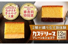 【全12回定期便】【行列のできる相談所で紹介！】 長崎カステリーヌ（プレーン・ショコラ）2種セット 長崎県/タナカヤ [42AAAA004]カステリーヌ カステラ ショコラ テリーヌ チョコ 菓子 デザート 冷凍 メディア紹介 ご当地スイーツ 