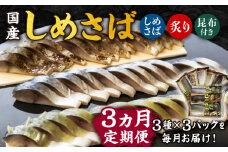 【全3回定期便】 国産 しめさば 3種詰め合わせ 計9P 長崎県/有限会社音丸水産 [42AAAC002] 鯖 さば サバ しめ鯖 シメサバ 国産 冷凍 簡単 おつまみ 人気 長崎