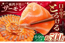 【スピード発送】長崎県雲仙産 橘湾夕焼けサーモン 約500g　長崎県/株式会社天洋丸 小分け 養殖 サーモン 国産 贈答 生食 刺身 魚介類 海鮮 冷凍[42ALAC001]
