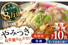 【全6回定期便】《具材付》長崎冷凍皿うどん 総計60食（10食×6回）長崎県/ひふみ [42AABZ024] 皿うどん 麺 麺類 スープ 冷凍 小分け 具付き 簡単調理 ギフト 長崎