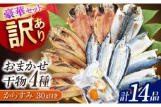 訳ありおまかせ干物　4種類(12枚) とカラスミ詰め合わせ 長崎県/長崎旬彩出島屋 [42AAAJ007] ひもの からすみ 海産物 海鮮 アジ サバ セット おかず おつまみ 冷凍 長崎