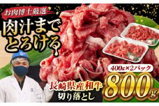 長崎県産和牛切り落とし 800g(400g×2パック) 長崎県/合同会社肉のマルシン [42AAAO005] 小分け すき焼き 切落し わぎゅう 国産
