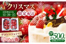 【12月21日お届け クリスマス用】いちご ゆめの香 500g（250g×2パック）長崎県/わたる農園 [42AABB005] 苺 イチゴ フルーツ 果物 ケーキ デコレーション 手作り XMAS トッピング
