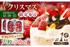 【12月25日お届け クリスマス用】＜大粒＞いちご ゆめの香 約1kg（250g×4パック）長崎県/わたる農園 [42AABB006] 苺 イチゴ フルーツ 果物 ケーキ デコレーション 手作り XMAS トッピング