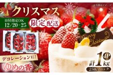 【12月21日お届け クリスマス用】いちご ゆめの香 約1kg（250g×4パック）長崎県/わたる農園 [42AABB007]