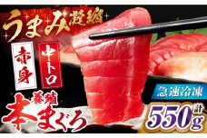 長崎県産 養殖本まぐろ(中トロ・赤身) 計550g以上 長崎県/まるせん鮪本舗 [42ABAT002] 本マグロ トロ 赤身 刺身 柵 まぐろ 鮪 養殖 中トロ 中とろ 海鮮丼 魚 海鮮 海産物 